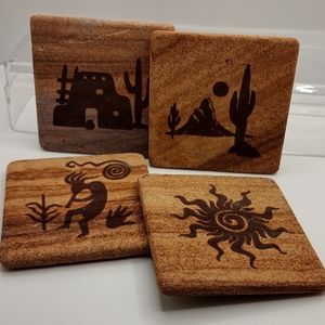 Set of 4 Navajo Western Stone Coasters